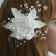 Wedding flower comb, Bridal comb, Bridal Hair flower, Bridal hair accessory, Bridal rose comb, Wedding comb, Bridal headpiece, White rose