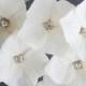 White hydrangea bridal hair pins, Wedding hair pins, Crystals hair pins, Bridal flower hair clip, Bridal flower pins, Wedding flower pins