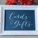 Cards and Gifts Rustic Table Sign - Wedding Table Reception Seating Signage - Matching Numbers Available - White Ink Card, Gift Sign - SS09