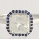 Engagement Ring Diamond & Sapphire - 14k White Gold Size 7 Genuine 2.56ctw Unique Engagement Ring L2406