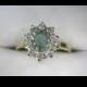 Vintage 18ct Yellow Gold Diamond Emerald Cluster Ring