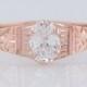Antique Engagement Ring Victorian .63ct Oval Cut Diamond in 14k Rose Gold
