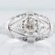 Antique Engagement Ring Late Art Deco .25ct Round Brilliant Diamond in 14k White Gold