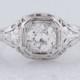 Antique Engagement Ring Art Deco .85ct Old European Cut Diamond in Platinum