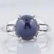 Antique Engagement Ring Art Deco 5.54ct Blue Cabochon Cut Sapphire in Platinum