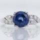 Antique Engagement Ring Art Deco 1.60ct Round Cut Sapphire in 18k Yellow Gold