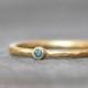 Tiny Blue Diamond Ring, Blue Diamond Gold Wedding Band - Choose 14k or 18k - Eco-Friendly Recycled Gold
