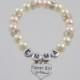 Name Flower girl Bracelet with Rhinestone Spacers, Wedding Jewelry, Monogram, Personalized, Stretch, Pearl Bracelet, Wedding