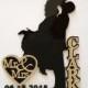 Bling Glamour Wedding Cake Topper Silhouette with Name and Mr & Mrs in Mirror accent Acrylic Cake Topper [CT18wg]