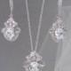 Crystal Bridal Jewelry SET, Crystal Pendant, Crystal earrings, Wedding Jewelry, Bridal Necklace, Gabrielle Crystal SET