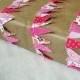 Pink fabric mini bunting spool / ribbon for wrapping packages. Party garland. Birthday cake stand bunting