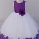 White / Purple Flower Girl Dress pageant wedding bridal children bridesmaid toddler elegant sizes 6-9m 12m 2 4 6 8 10 12 14  upper pur