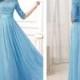 Formal Bridesmaid Dresses Sexy Chiffon Long Maids Honor Bridesmaids Dress With Lace Pink Champagne Royal Blue Gowns 2015 Sleeves For Cheap Online with $70.15/Piece on Hjklp88's Store 