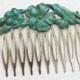 Patina Flower Comb Verdigris Dogwood Branch Floral Hair Comb Teal Green Garden Hair Accessories Rustic Nature Wood Nyph Pixie Victorian