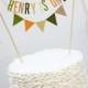 Personalized Cake Banner, Personalized Cake Topper, Birthday Cake Garland, Birthday Cake Topper, Woodland Cake Garland:  Peach and Moss
