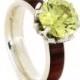 Sterling Silver Yellow Sapphire Engagement Ring with Diamond Accents and Tulip Wood Inlay, Lotus Flower Ring