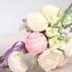 Clay wedding bouquet and boutonniere set, Bridal bouquet, Peonies, Roses, Lavender, Brunia