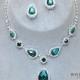 Emerald Green Drop Necklace Set, Rhinestone Bridal Statement Necklace, Wedding Jewelry, Vintage Inspired Necklace, Bridesmaids Jewelry
