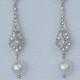 Deco Pearl Drop Earrings, Bridal Earrings,GOLD or SILVER,  Vintage Dangle Earrings, Vintage Wedding Jewelry, VIOLET P