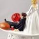 Funny Wedding Cake Topper Football Themed Cincinnati Bengals Unique and Humorous Cake Toppers - Perfect Handmade Groom's Cake Toppers