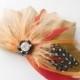Feather Fascinator, Head Piece, Feather Hair Clip, Feather Accessory, coral, peach, burnt orange, bridesmaid hair accessories