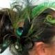 Bridal Fascinator, Green, Gold with Black Ostrich, Peacock Bridal Hair Piece, Wedding Fascinator, Bridal Headpiece, Elegant Fascinator