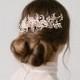 Karina Gold Crystal Pearls  Hair Comb Bridal  Headpiece Wedding