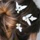 Vintage Wedding Hair Accessories, Bobbie Pins of Ivory Pearls and Vintage Glass Leaves, Bridal Hair Pins Garden Wedding