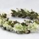 Woodland Meadow Bridal Headpiece - Ivory Flower Crown, Green, Spring Wedding, Bridal Flower Crown, Wedding Crown, Boho, Rustic, Woodland