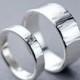 Diamond Ripple Textured Silver Wedding Ring Set 