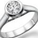 Bezel Ring, Diamond Engagement Ring, 14K White Gold Ring, Bezel Setting Solitaire Ring, 0.50 CT Diamond Ring Band