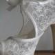 Handmade lace ivory wedding shoe #8473
