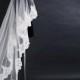 Cathedral alencon lace wedding veil, white or diamond white, 9 feet long, elegant, vintage
