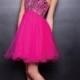 Fuchsia Strapless Sweetheart Beaded Short Prom Dresses - LightIndreaming.com