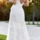 Lace Over Illusion Cap Sleeves V-neck Wedding Dresses with Keyhole Back - LightIndreaming.com