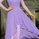 Lavender Lace Illusion Long Sleeves A-line Floor Length Formal Dresses - LightIndreaming.com