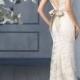 Scallop Bateau Neckline A-line Lace Open Back Wedding Dresses with Sweep Train - LightIndreaming.com