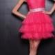 Pink One Shoulder Tulle Short Prom Dresses with Empire Waist - LightIndreaming.com