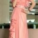 Pink Ruffled Short Sleeves V-neck A-line Long Formal Dresses - LightIndreaming.com