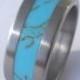 Wedding Ring - Titanium Ring inlaid with Turquoise