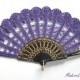 Purple Lace Fan- Hand Held Fan- Handmade Lace Hand Fan- Folding Hand Fan- Spanish Wedding Fan- Bridal Fan- Wedding Prop- Mother Gift- Mom