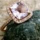 Lavender Lilac Rose de France Amethyst Engagement Ring in 14k Rose Gold with Diamonds Size 7