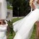 Short White Lace Overskirts Wedding Dresses With Detachable Train A Line Sheer Neck Modest Sexy Cheap Bridal Gowns 2016 Robe De Mariage Online with $96.6/Piece on Hjklp88's Store 