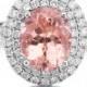 Morganite Engagment Ring with Diamonds 3.20tw 18kt White Gold Double Halo Engagement Ring, Wedding Ring, Anniversary Ring, Jewelry
