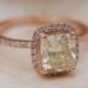 Yellow Diamond Engagement rings 2ct VVS2 Jasmine yellow diamond ring. Rose gold ring with cushion diamond. Engagement ring by Eidelprecious