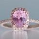 Peach champagne sapphire ring 14k rose gold diamond ring 1.76ct Cushion sapphire. Engagement ring by Eidelprecious