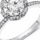 14kt White Gold Diamond Floral Engagement Ring 0.50 ctw G-SI2 Quality Diamonds And A 1ct Natural White Sapphire Center