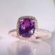 Purple Sapphire Rose Gold Ring 14k rose gold diamond ring Peach Lavender Cushion Sapphire 1.35ct. Engagement ring by Eidelprecious