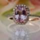 1.98ct emerald cut Peach sapphire Champagne sapphire ring diamond ring 14k rose gold Engagement ring