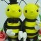 Custom Bee Love Wedding Cake Topper HAND HOLD HAND with Floral Bench and Grass Base
